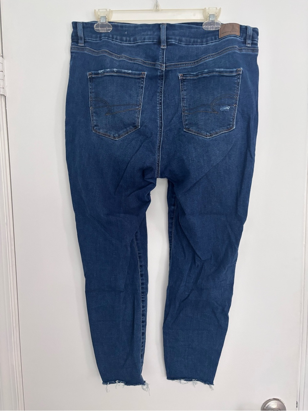 American Eagle Dark Blue Stretch Distressed Jeggings - Picture 2 of 7